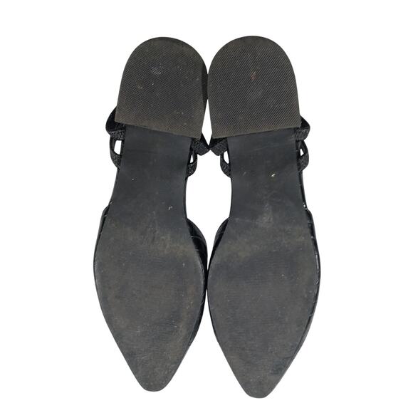 STEVE MADDEN! BLACK VEGAN LEATHER CROCO IMPRINT POINTY TOE LOW HEELS! SZ 8.5M - Picture 9 of 10